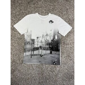 Nike Air Force 1 Basketball Court Park Print White T-Shirt Men's Size L VTG